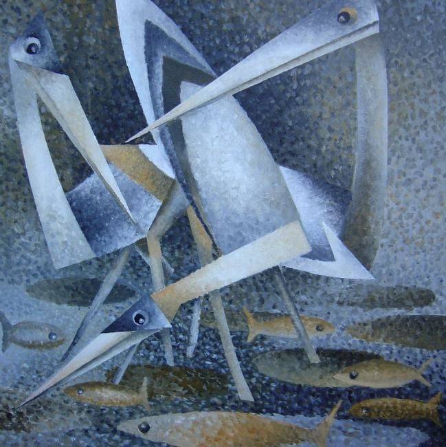Painting titled "Teich-sold" by Aivars Mangulis, Original Artwork, Oil