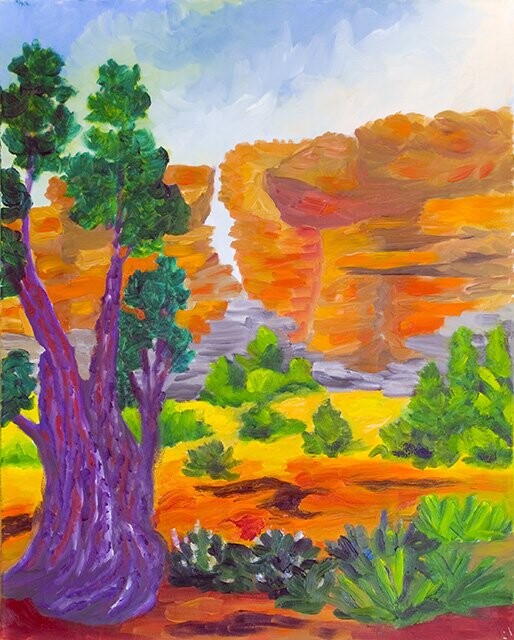 Painting titled "Désert de l'ouest a…" by Claire Bizier, Original Artwork