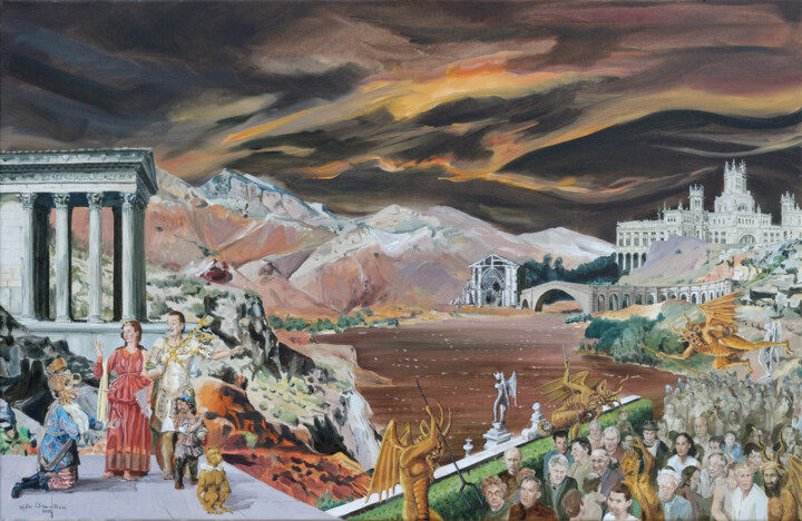 Peinture intitulée "Le rameau d'or" par Gilles Chambon, Œuvre d'art originale, Huile