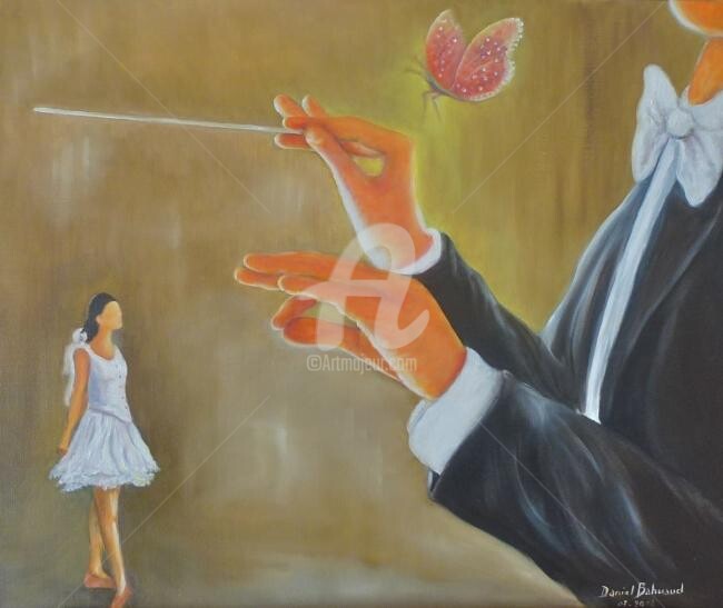 Painting titled "jouer avec légèreté…" by Daniel Bahuaud, Original Artwork, Oil