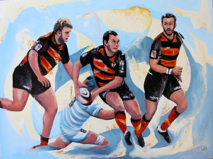 1088 Rugby relève au stade toulousain 绘画, 23.6x31.5 in