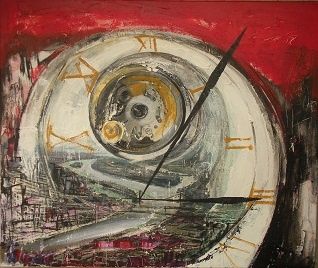 Painting titled "03:05 pm" by Aleksandra Cvijanovic, Original Artwork, Oil