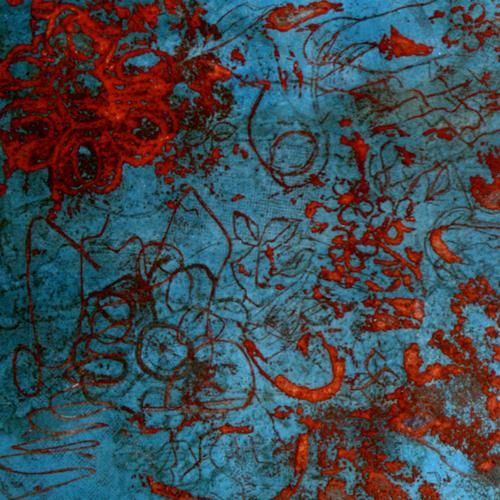 Peinture intitulée "Gravure lagon et co…" par Clo Lecouturier, Œuvre d'art originale