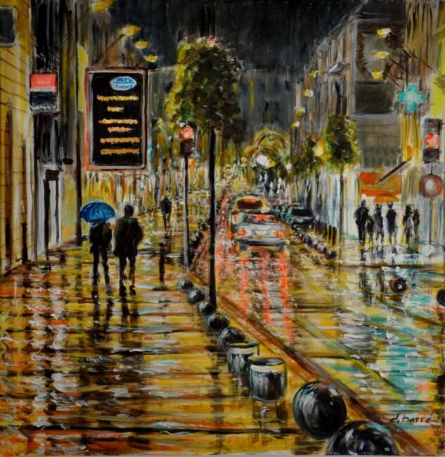 Painting titled "Cannes rue d'Antibe…" by Daniel Barré, Original Artwork, Oil