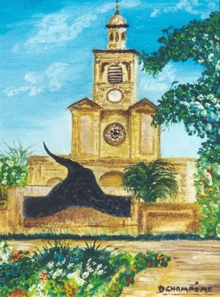 Peinture intitulée "L'EGLISE DISPARUE (…" par Dany Champeme, Œuvre d'art originale, Huile
