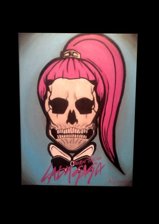 Lady gaga skull Schilderij, 13,4x9,5 in