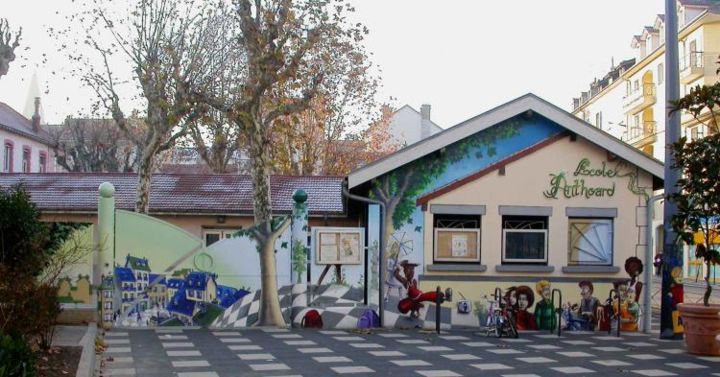 Peinture intitulée "GROUPE SCOLAIRE ANT…" par Nessé, Œuvre d'art originale