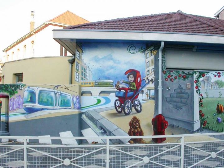 Ζωγραφική με τίτλο "GROUPE SCOLAIRE ANT…" από Nessé, Αυθεντικά έργα τέχνης