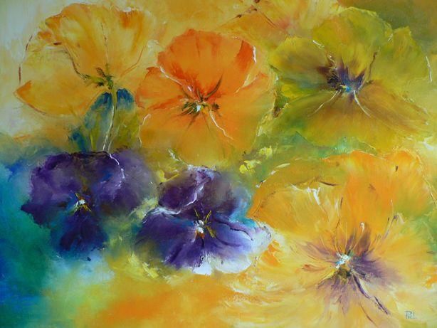 Painting titled "Pensèes" by Annie Piel, Original Artwork