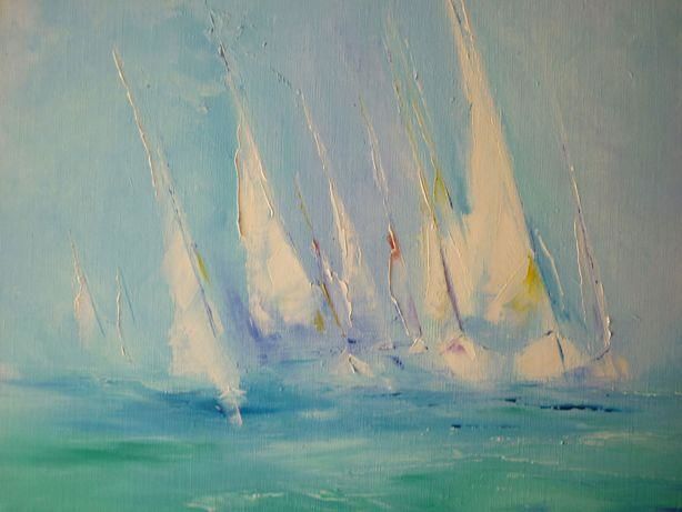 Painting titled "Voiliers" by Annie Piel, Original Artwork