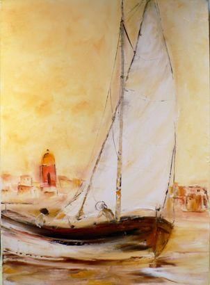 Painting titled "St Trop" by Annie Piel, Original Artwork