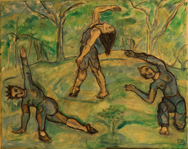 Danseurs - Huile sur Toile 绘画, 15.8x19.7 in