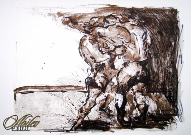 "Bokss" başlıklı Baskıresim Ilona Abileva tarafından, Orijinal sanat