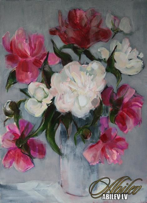 Malerei mit dem Titel "Peonies" von Ilona Abileva, Original-Kunstwerk
