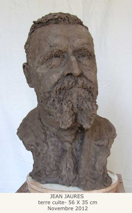 Sculpture intitulée "Jean JAURES" par Nacera Kaïnou, Œuvre d'art originale, Terre cuite