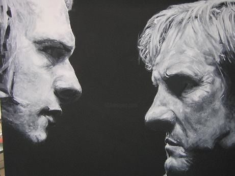 Peinture intitulée "depardieu le clash" par Erwan Deuff, Œuvre d'art originale