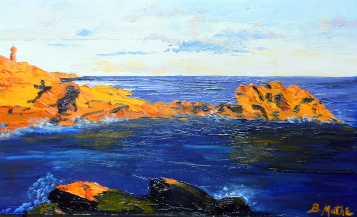 Painting titled "Rochers rouges" by Brigitte Mathé (MBL), Original Artwork, Oil