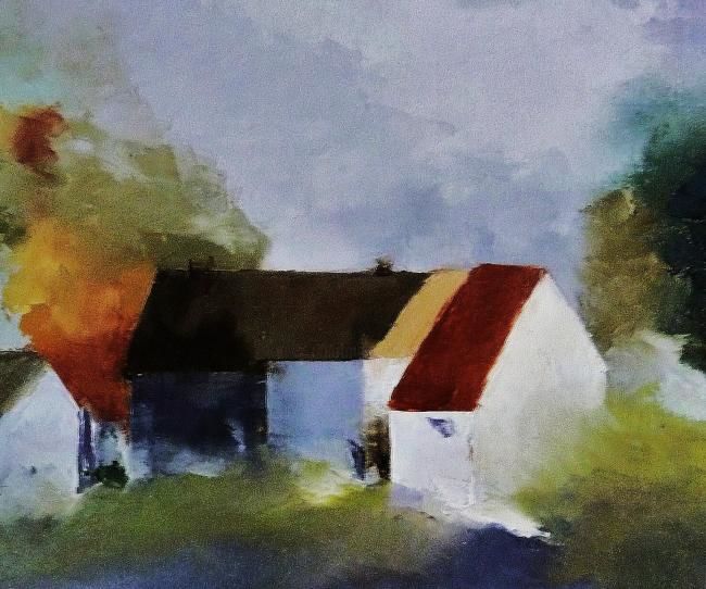 Peinture intitulée "Sur la route de Bré…" par Catherine Kret, Œuvre d'art originale