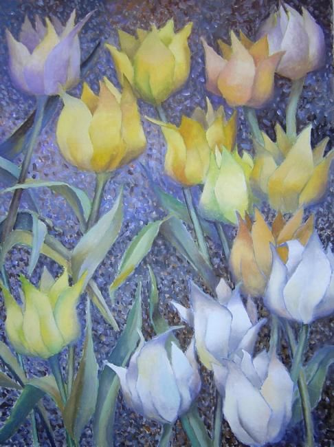 Painting titled "Tulpen-sold" by Aivars Mangulis, Original Artwork, Oil