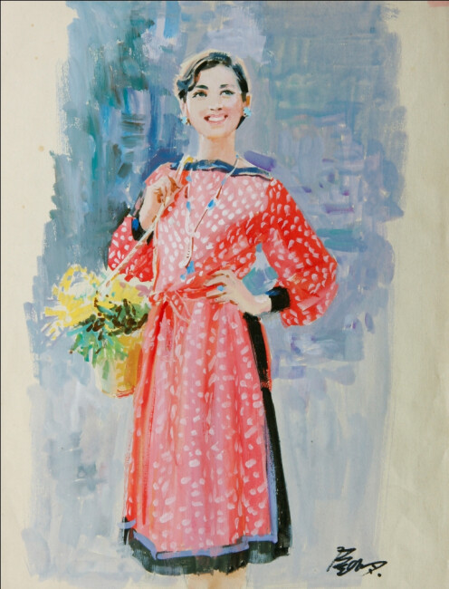 Schilderij getiteld "Sunshine Girl, wat…" door Jin Ming Li, Origineel Kunstwerk, Olie