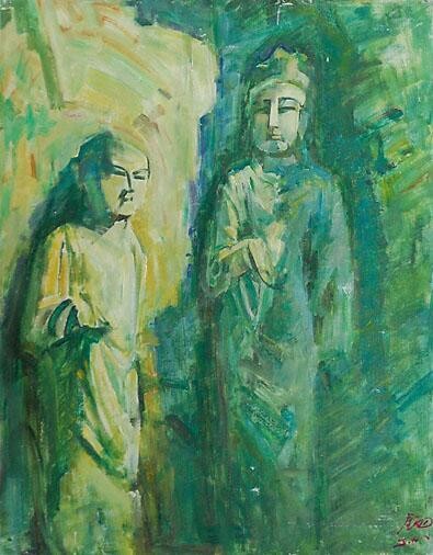 Schilderij getiteld "Long Men Shi Ku (Dr…" door Jin Ming Li, Origineel Kunstwerk, Olie