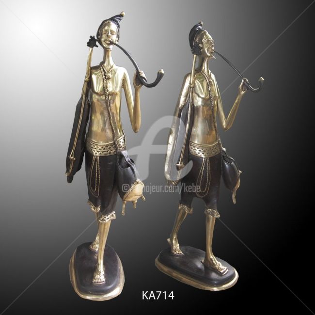 Statue en Bronze d'Afrique art déco Art Africain 12 雕塑, 22.8x3.2 in