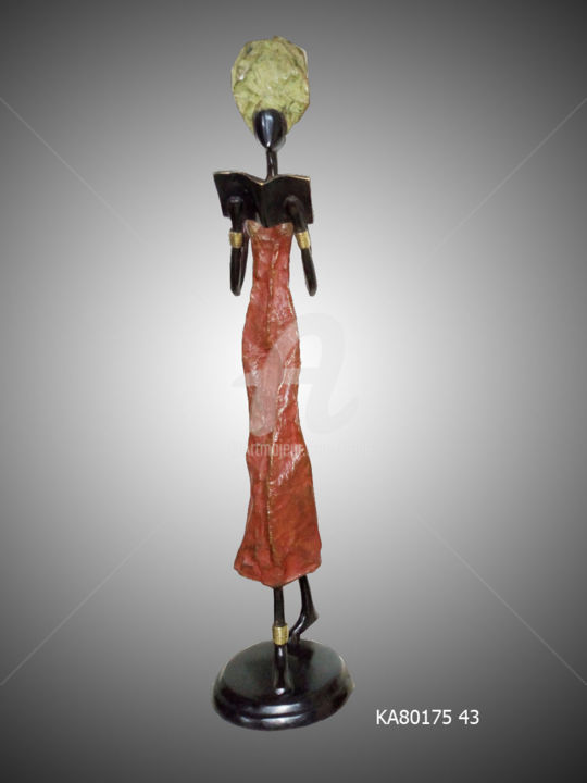 Statue en Bronze d'Afrique art déco Art Africain 01 雕塑, 19.7x3.2 in