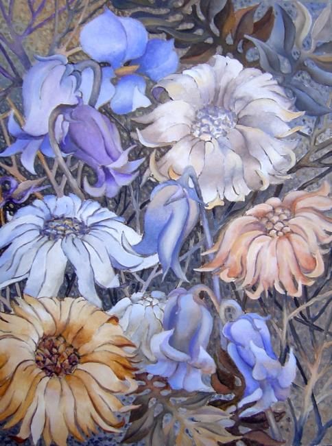 Painting titled "Blumen" by Aivars Mangulis, Original Artwork