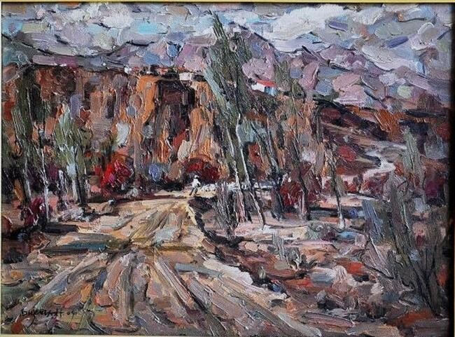 Schilderij getiteld "Twilight Road" door Zhang Ai Min (Dapu), Origineel Kunstwerk
