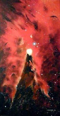 Painting titled "Etude de la Nebuleu…" by Carreno Antonio" Le Peintre Des Étoiles", Original Artwork, Acrylic