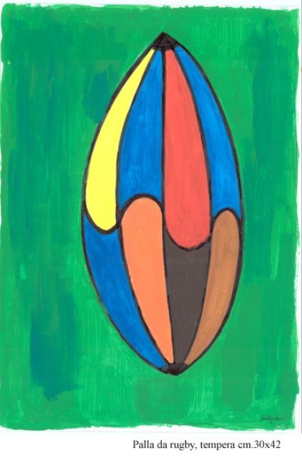 Painting titled "Palla da Rugby" by Marcello Aprea, Original Artwork