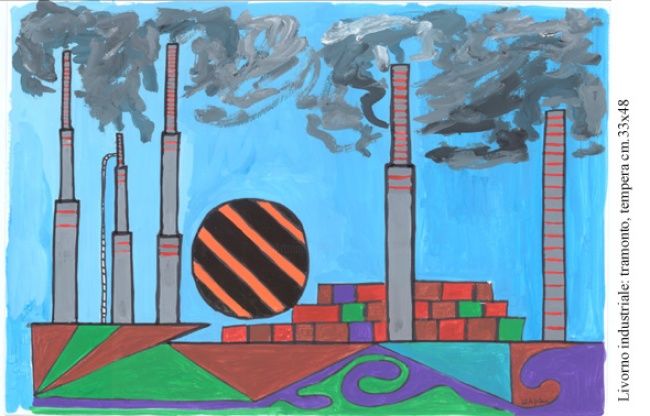 Painting titled "Livorno industriale…" by Marcello Aprea, Original Artwork