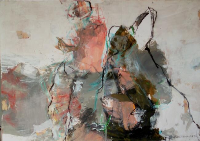 Peinture intitulée "A DEUX 70X100cm -te…" par Catherine Monmarson, Œuvre d'art originale, Acrylique