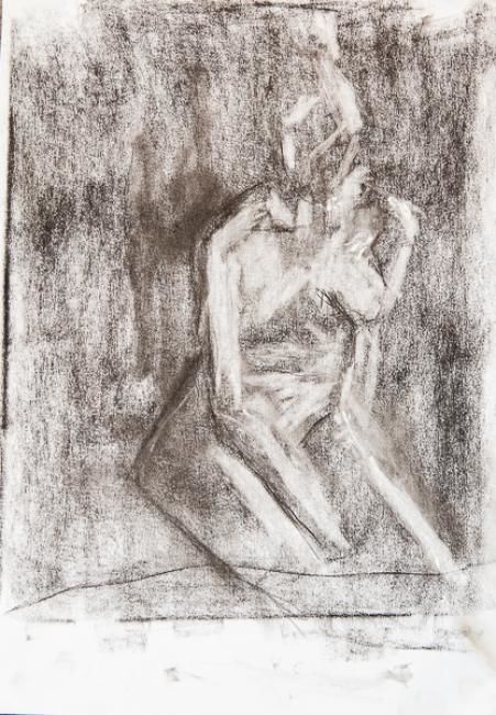 图画 标题为“seated nude no 3” 由Terri, 原创艺术品, 木炭