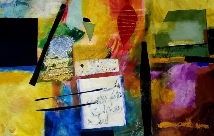 Collages intitulée "poésie de la suture…" par Adham Bozart, Œuvre d'art originale, Acrylique