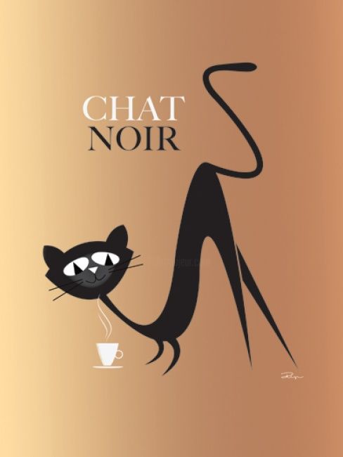 Digitale Kunst getiteld "CHAT NOIR" door Filip Lasseel, Origineel Kunstwerk