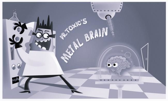 Digitale Kunst getiteld "Metal brain" door Filip Lasseel, Origineel Kunstwerk