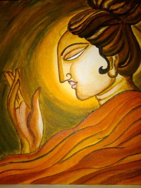 Painting titled "The Monk" by Smita Banerjee, Original Artwork, Oil