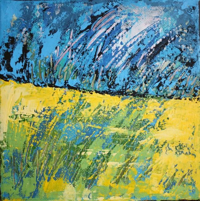 Peinture intitulée "Champ jaune" par Delphine Mabed, Œuvre d'art originale, Huile