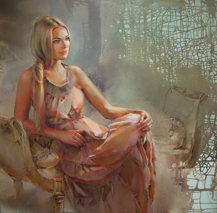 Painting titled "Warm twilight" by Julia Kulgayeva, Original Artwork