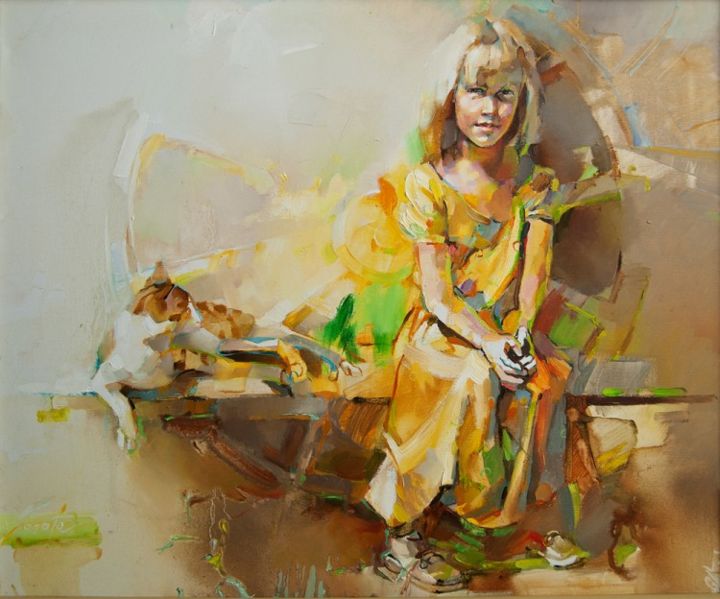 Painting titled "Moja sonata nad oze…" by Julia Kulgayeva, Original Artwork