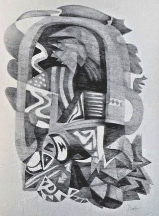 Drawing titled "Shiv Shakti -VII" by Manju Narain, Original Artwork
