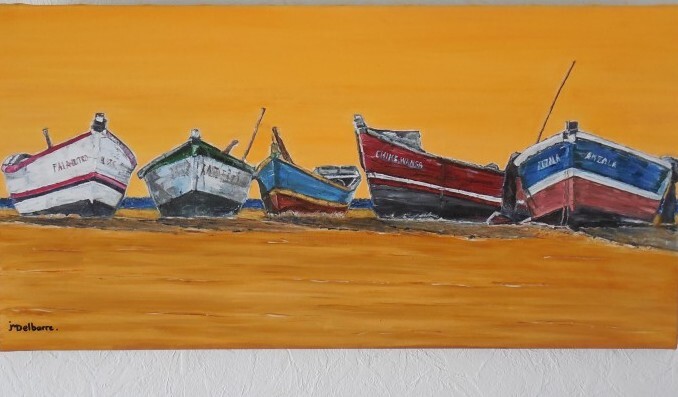 Peinture intitulée "Sur le sable" par Jeanne-Marie Delbarre, Œuvre d'art originale, Huile