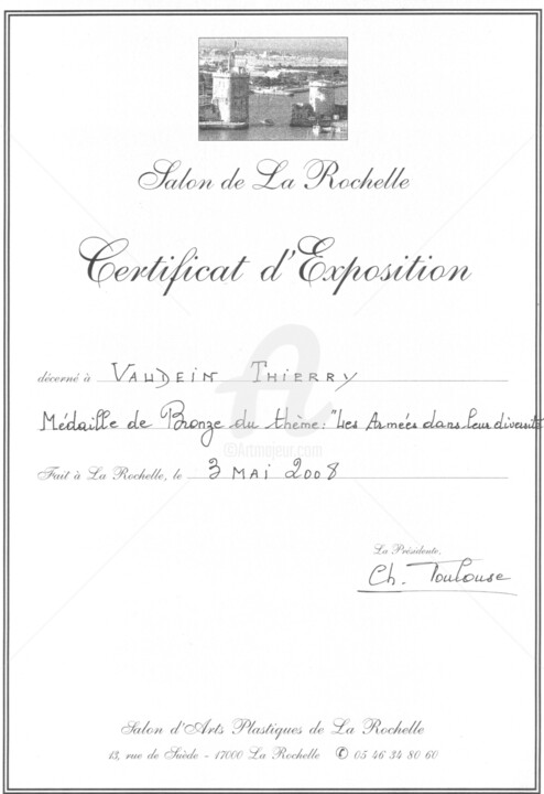 Painting titled "Certificat expo SAP…" by Thierry Vaudein, Original Artwork