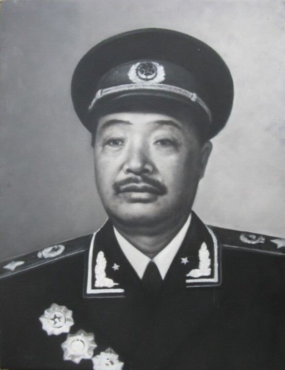 Ζωγραφική με τίτλο "杨国祥油画中国十大元帅贺龙肖像" από 杨 国祥, Αυθεντικά έργα τέχνης