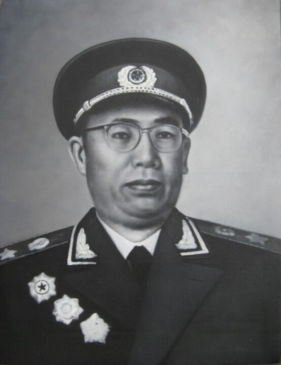 Malerei mit dem Titel "杨国祥油画中国十大元帅罗荣桓肖像" von Yang Guo Xiang, Original-Kunstwerk