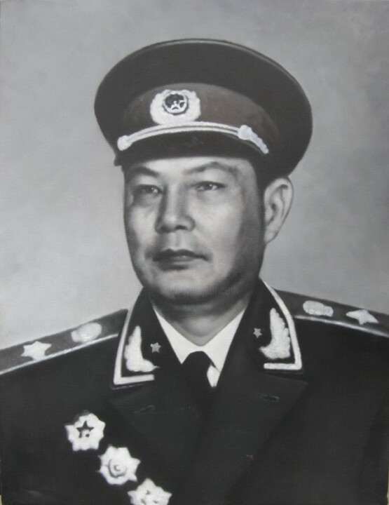 Ζωγραφική με τίτλο "杨国祥油画中国十大元帅叶剑英肖像" από 杨 国祥, Αυθεντικά έργα τέχνης, Λάδι