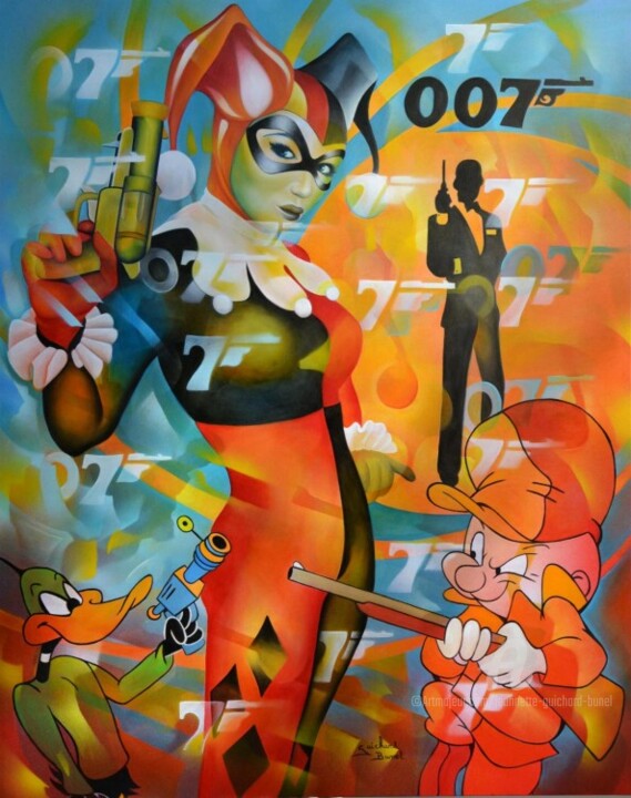 Peinture intitulée "la bourse ou la vie…" par Jeannette Guichard-Bunel, Œuvre d'art originale, Huile