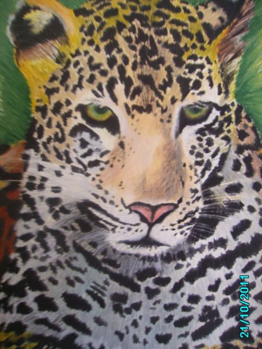 "GREEN GAZE" başlıklı Resim Malinda Crafford tarafından, Orijinal sanat, Pastel