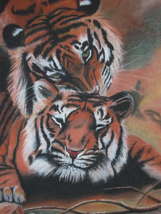 제목이 "TIGER LOVE"인 미술작품 Malinda Crafford로, 원작, 기름